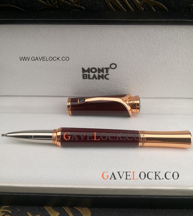 Copy Montblanc Grace de Monaco Red Rose Gold Trim Rollerball Pen For Gift